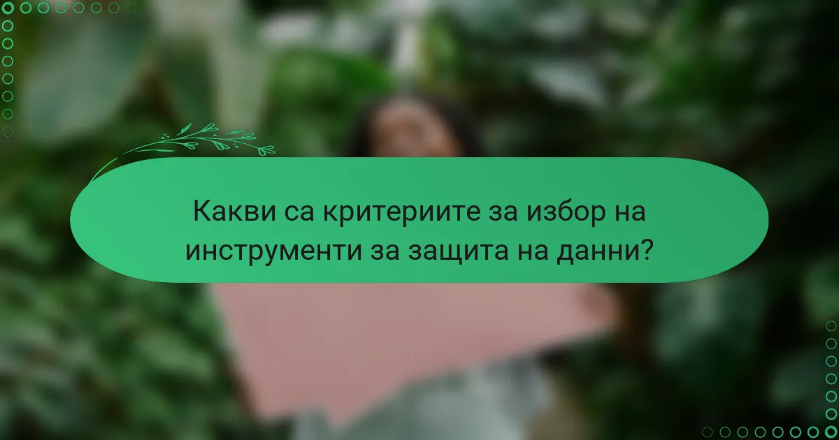 Какви са критериите за избор на инструменти за защита на данни?