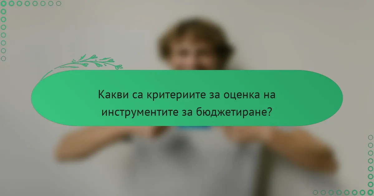 Какви са критериите за оценка на инструментите за бюджетиране?