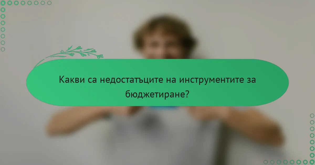 Какви са недостатъците на инструментите за бюджетиране?