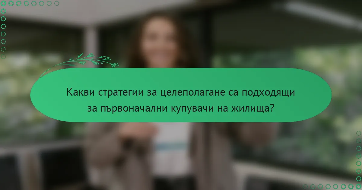 Какви стратегии за целеполагане са подходящи за първоначални купувачи на жилища?